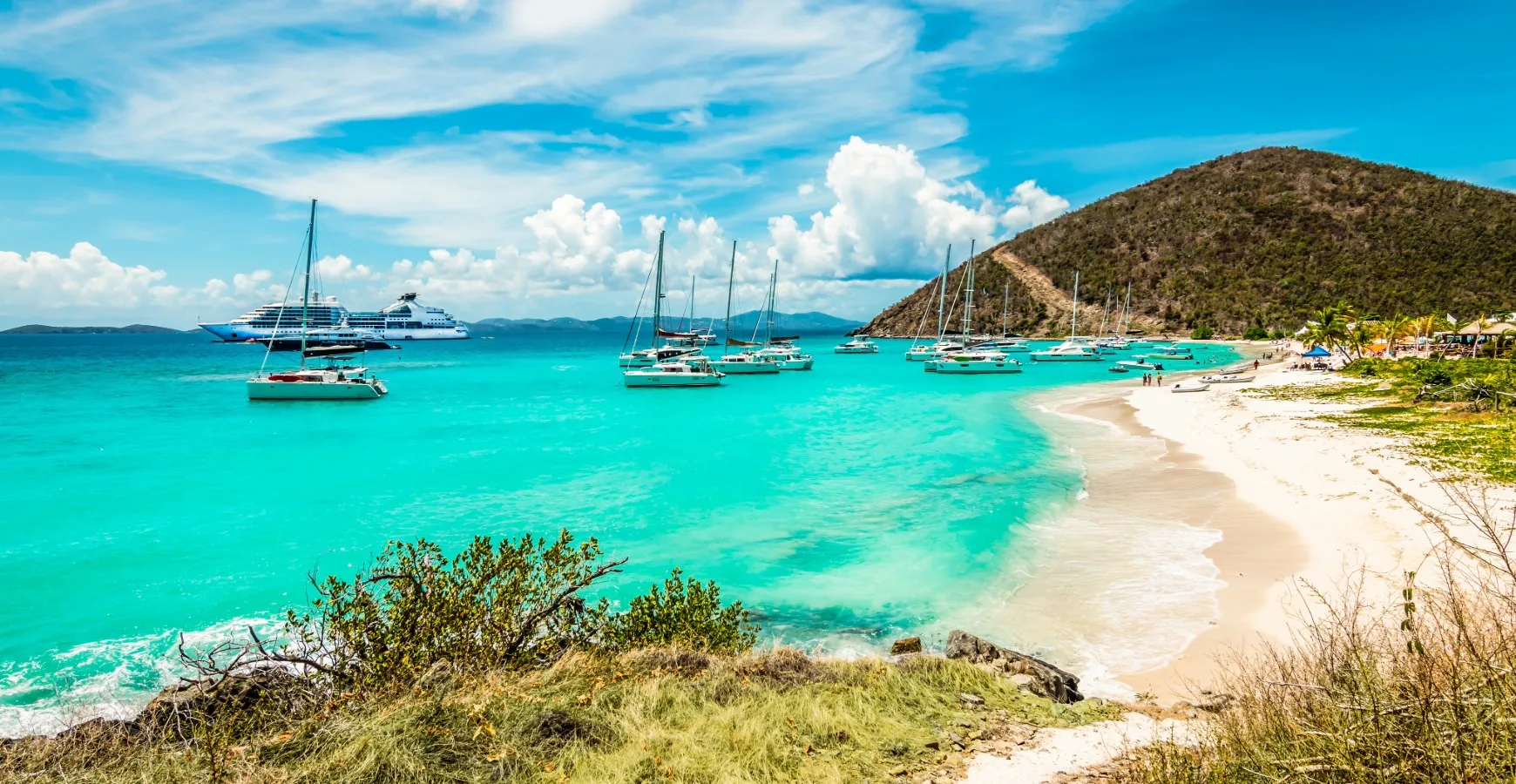 Scenic beach and marina in the British Virgin Islands showcasing a world-class offshore financial center for international business, investment, and asset protection.